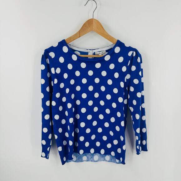 Tyler Böe NWT Purple Polka Dot Knit Top Long Sleeve Size Small - Picture 1 of 10